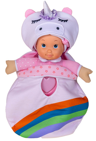 Moja Pierwsza Lalka Bambolina bobas Jednorożec 36 cm, śpiworek