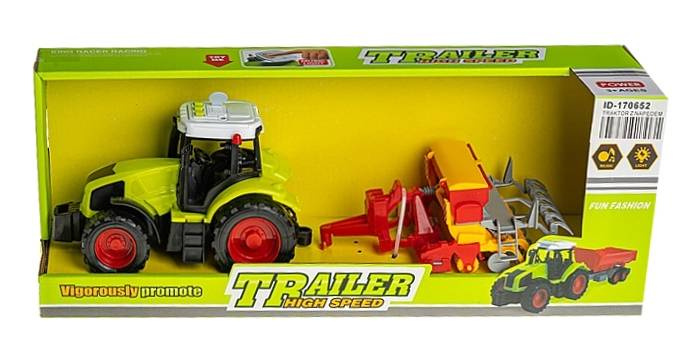 Traktor z maszyną rolniczą na napęd światło dźwięk