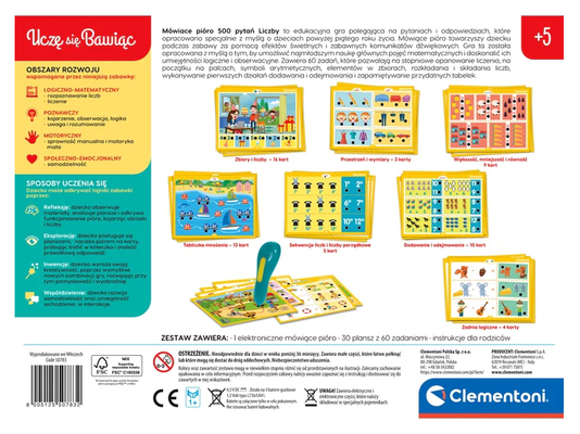 Clementoni Elektroniczne Mówiące Pióro 500 Pytań Liczby Quiz