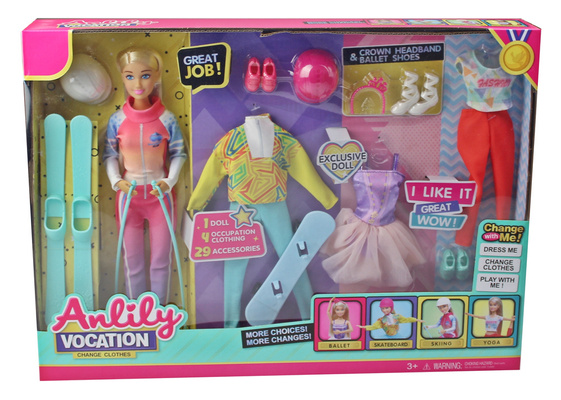 Lalka Anlily Sportsmenka Zestaw 4w1 Sporty Zimowe