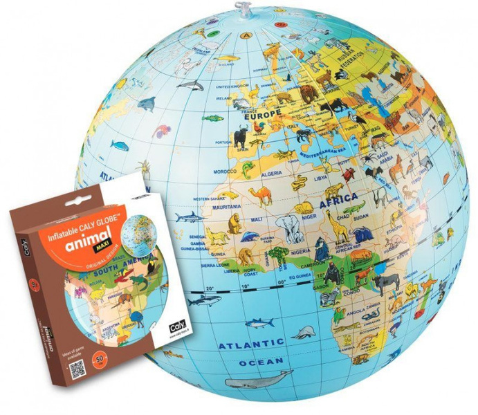 Piłka nadmuchiwana globus zwierzęta świata Caly