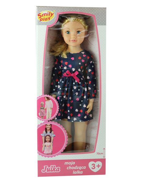 Duża Lalka chodząca Julka 70 cm Smily Play Serca