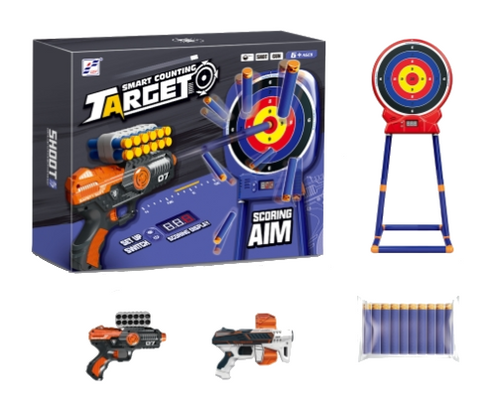 Zestaw strzelecki Tarcza z licznikiem + 2 pistolety na miękkie strzałki