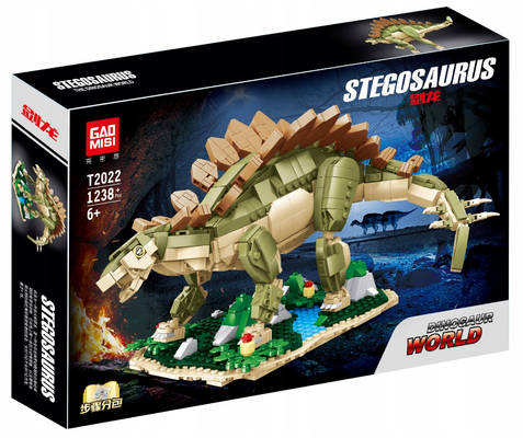 Klocki konstrukcyjne T2022 Stegozaur z ruchomymi elementami na platformie