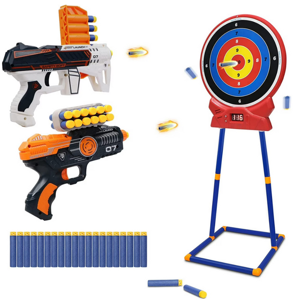 Zestaw strzelecki Tarcza z licznikiem + 2 pistolety na miękkie strzałki