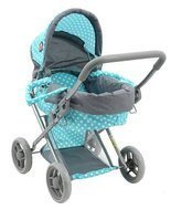 Wózek głęboki dla lalek miętowy w kropki