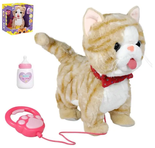 Kotek pluszowy interaktywny na smyczy, dźwięki, chodzi, funkcja nagrywania