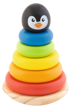 Piramidka z kółek drewniana Pingwinek Marcinek układanka Trefl