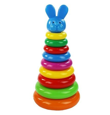Układanka Piramidka z kółek duża 10 el. 30 cm