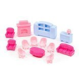 Zestaw mebli dla lalek 13el. Kolorowe mebelki