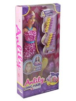 Lalka Anlily Długie Włosy fioletowe pasemka