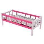 Łóżeczko duże kolorowe drewniane dla lalek pościel