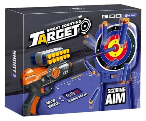 Zestaw strzelecki Tarcza z licznikiem + 2 pistolety na miękkie strzałki