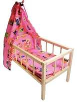 Łóżeczko drewniane dla lalki baldachim pościel