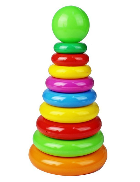 Układanka Piramidka z kółek duża 10 el. 30 cm