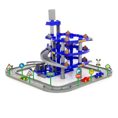 Parking 4-poziomowy z samochodami niebieski 44716