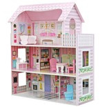 Drewniany domek dla lalek 3 piętra Willa mebelki