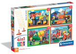 Puzzle 4w1 Super Kolor Busy at Work Pojazdy Clementoni