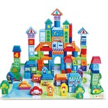 Klocki drewniane kolorowe 100 el. Miasto