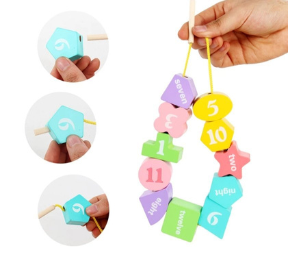 Drewniana przeplatanka sorter edukacyjny 3w1