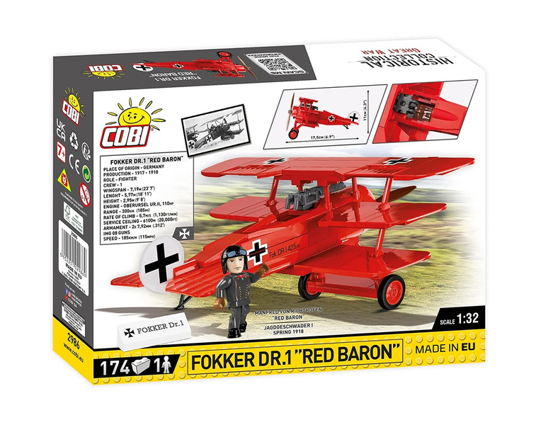 Klocki Cobi 2986 Samolot Fokker Dr.1 Red Baron