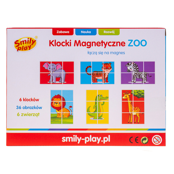 Klocki Magnetyczne Układanka Zoo Smily Play 6el.