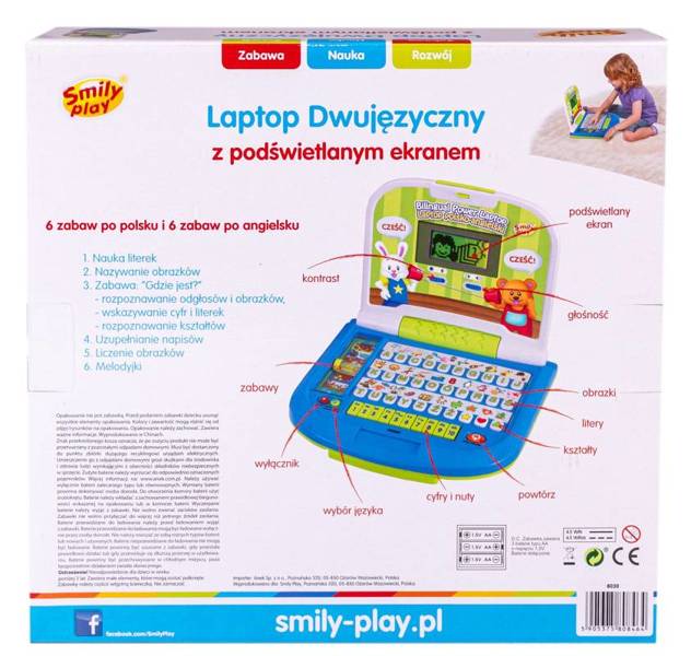 Laptop Dwujęzyczny Mądra Główka Smily Play PL/ANG