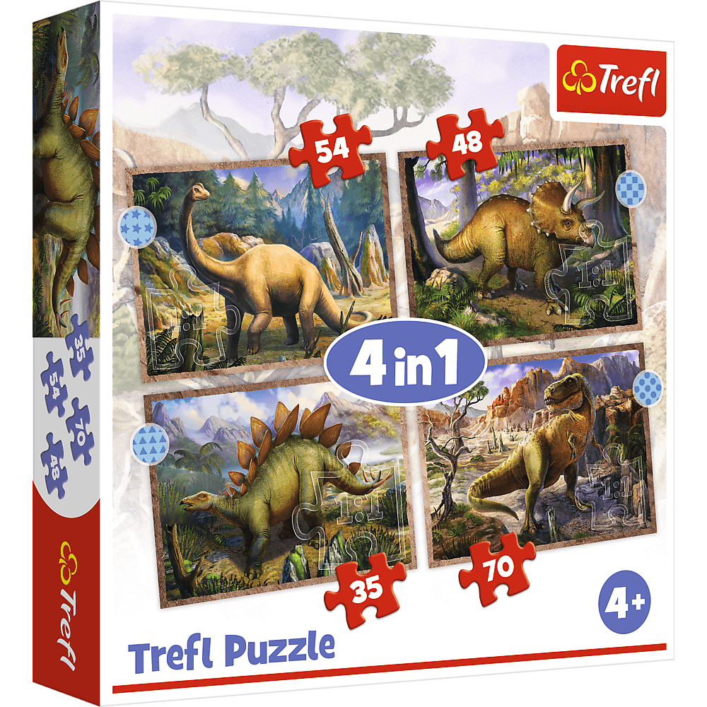 Puzzle 4w1 Ciekawe dinozaury Trefl 
