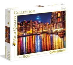 Puzzle 500 HQ Amsterdam nocą Clementoni